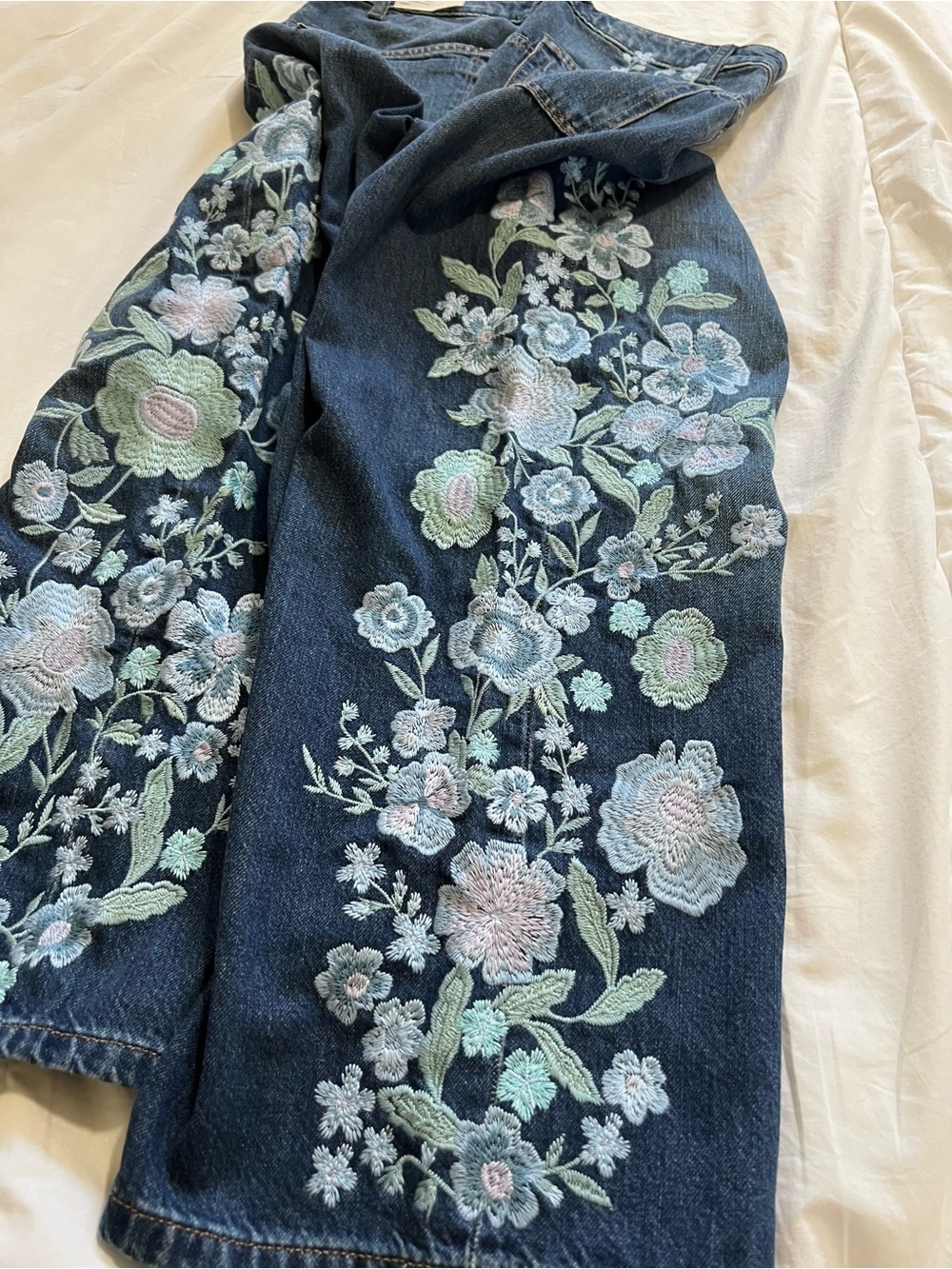 NWT Free People Willow Floral forget me not Embroidered jeans w 29 we the free - Picture 7 of 16